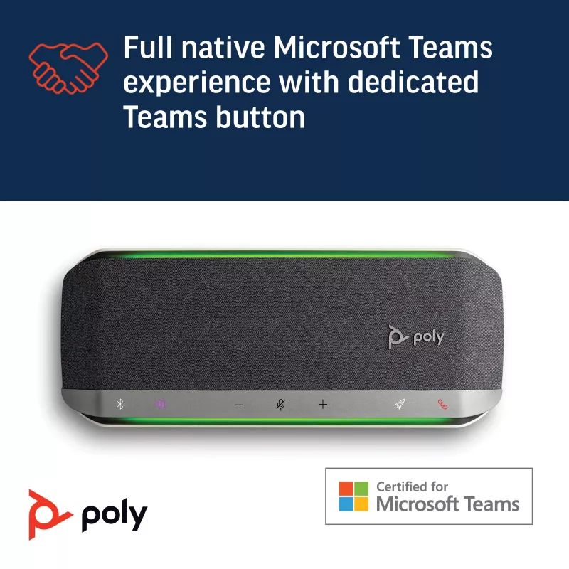HP Poly Sync 40 garsiakalbis su mikrofonu, sertifikuotas Microsoft Teams, sidabrinis