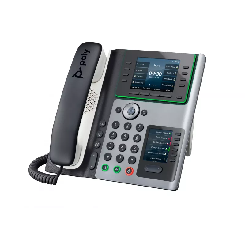 HP Poly Edge E450 IP telefonas su PoE, IPS ekranu, 4:3, WPA2-Enterprise, EAP-TLS, HTTPS, ENERGY STAR, EAC, RoHS, FCC, CE, 0-40 °C