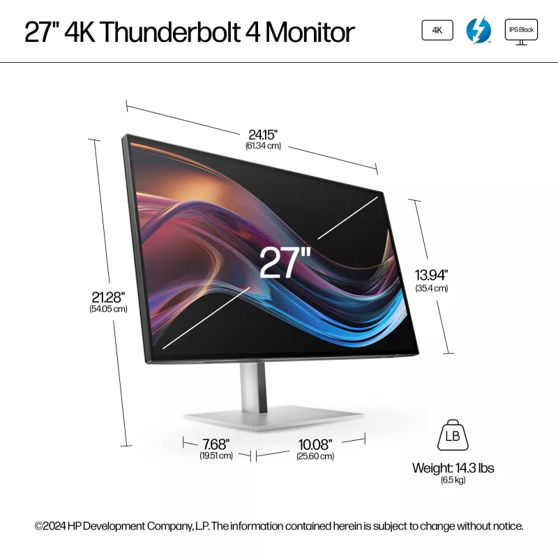 Monitorius HP Series 7 Pro 27 colių 4K Thunderbolt 4 LCD 3840 x 2160