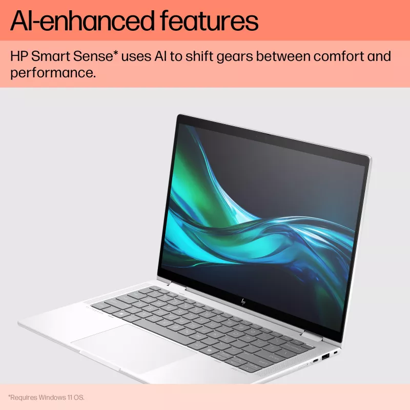 HP Elite x360 1040 G11 Intel Core Ultra 7 155H hibridinis (2-in-1) 35,6 cm (14 colių) liečiamas ekranas 2,8K 32 GB LPDDR5x-SDRAM 1 TB SSD Wi-Fi 7 (802.11be) Windows 11 Pro AI PC sidabrinis