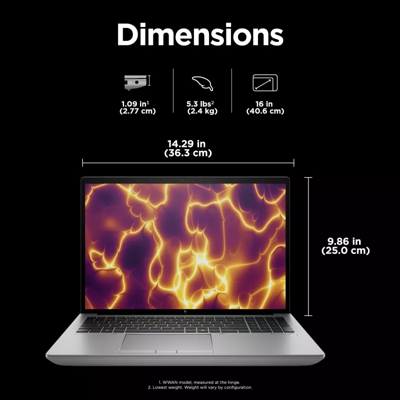 HP ZBook Fury 16 G11 Intel® Core™ i7-14700HX 40,6 cm (16 colių) WUXGA 32 GB DDR5-SDRAM NVIDIA RTX 2000 Ada Wi-Fi 7 (802.11be) Windows 11 Pro AI darbo stotis, AI kompiuteris
