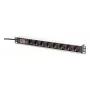 DIGITUS PDU - 1U aliumininis stovo maitinimo skirstytuvas 7x saugos + 1x lizdas 16A 4000W 250VAC 50/60Hz su apsauga nuo perkrovos