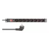 DIGITUS PDU - 1U aliumininis stovo maitinimo skirstytuvas 7x saugos + 1x lizdas 16A 4000W 250VAC 50/60Hz su apsauga nuo perkrovos