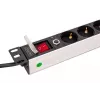 DIGITUS PDU - 1U aliumininis stovo maitinimo skirstytuvas 7x saugos + 1x lizdas 16A 4000W 250VAC 50/60Hz su apsauga nuo perkrovos