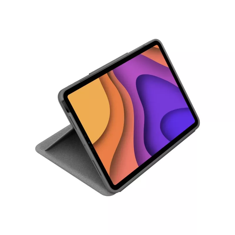 LOGITECH Folio Touch klaviatūros dėklas su apšvietimu ir jutikliniu kilimėliu, Oksfordo pilka, skirta iPad Air (4 kartos) vokiška QWERTZ