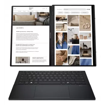 ASUS Zenbook Duo UX8406CA-PZ068X nešiojamas kompiuteris, Intel Core Ultra 9 285H, 14 colių 3K, 32GB, 2TB SSD, Windows 11 Pro, vokiška QWERTZ klaviatūra