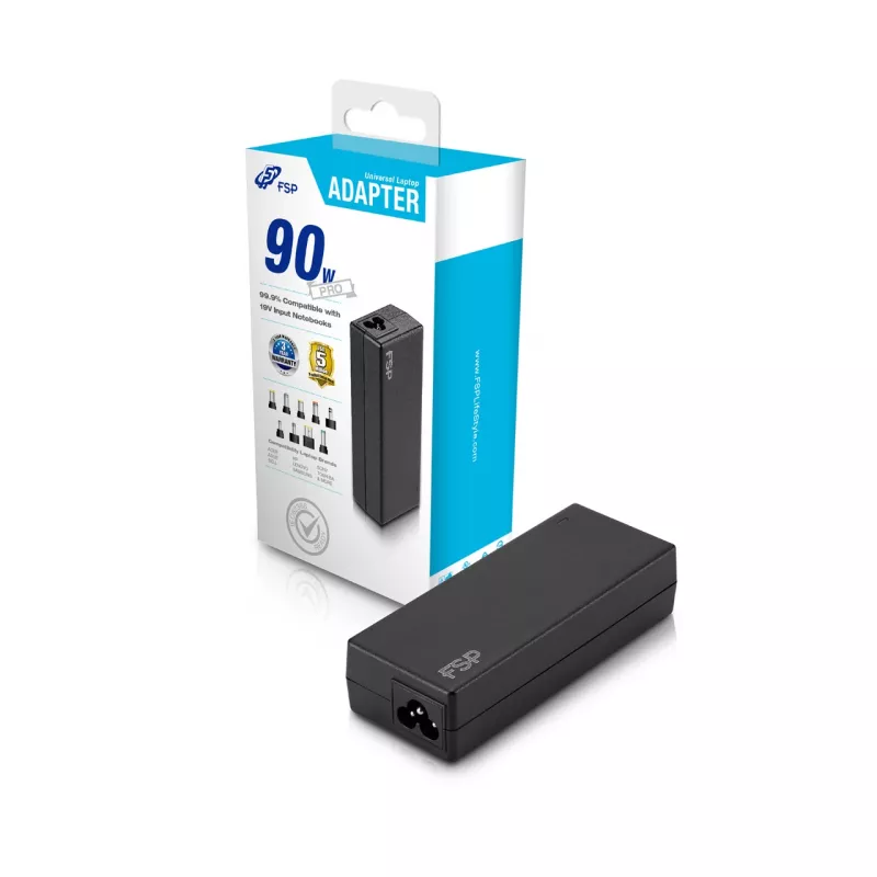 FSP NB PRO 90 adapter PD nešiojamam kompiuteriui, 90 W, 18–20 V, 4.47 A, juodas
