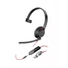 HP Poly Blackwire 5210 monauralinė ausinė su USB-C jungtimi, 3,5 mm lizdu ir USB-C/A adapteriu (Bulk)