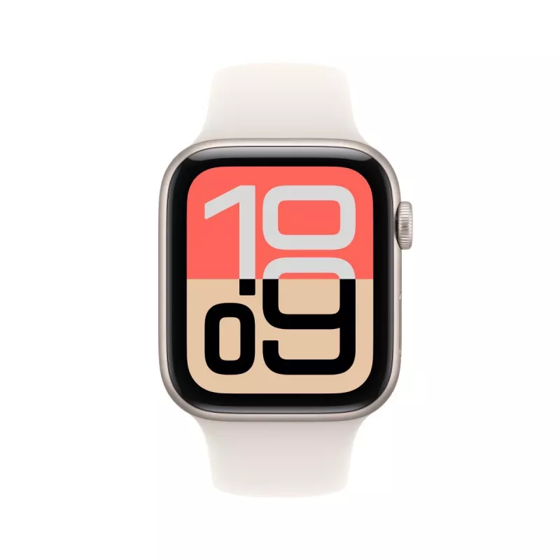 APPLE Watch SE 3 GPS + Cellular 44 mm šviesus aliumininis korpusas su šviesia sportine juostele S/M
