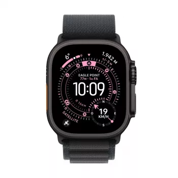 Išmanusis laikrodis Apple Watch Ultra 3 GPS + Cellular 49 mm juodo titano korpusas su juodu Alpine Loop dirželiu (vidutinis)