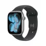 Apple Watch Series 11 GPS + Cellular 46 mm kosminės pilkos spalvos aliuminio korpusas su juodu sportiniu dirželiu M/L