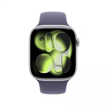 APPLE Watch Series 11 GPS + Cellular 46 mm sidabrinis aliuminio korpusas su Purple Fog sportine juosta M/L
