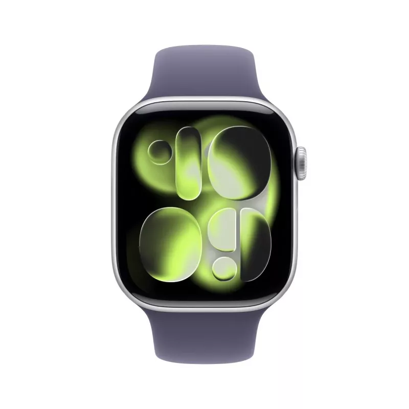 APPLE Watch Series 11 GPS + Cellular 46 mm sidabrinis aliuminio korpusas su Purple Fog sportine juosta M/L