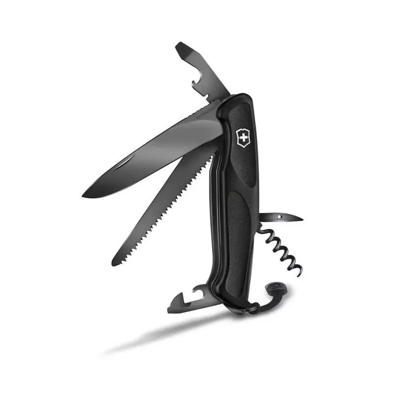 Victorinox Ranger Grip 55 0.9563.C31P kišeninis peilis, daugiafunkcis įrankis, 12 funkcijų, 130 mm, Onyx Black