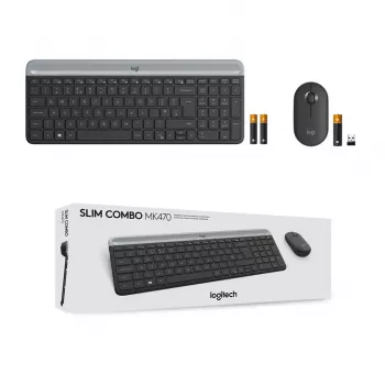 Logitech MK470 belaidė klaviatūra ir pelė, grafito spalvos, QWERTY US, USB