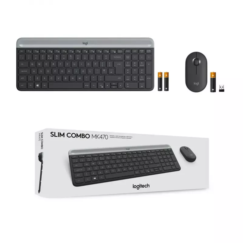 Logitech MK470 belaidė klaviatūra ir pelė, grafito spalvos, QWERTY US, USB