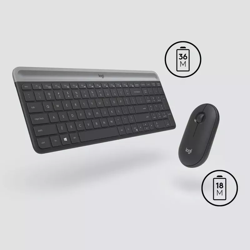 Logitech MK470 belaidė klaviatūra ir pelė, grafito spalvos, QWERTY US, USB
