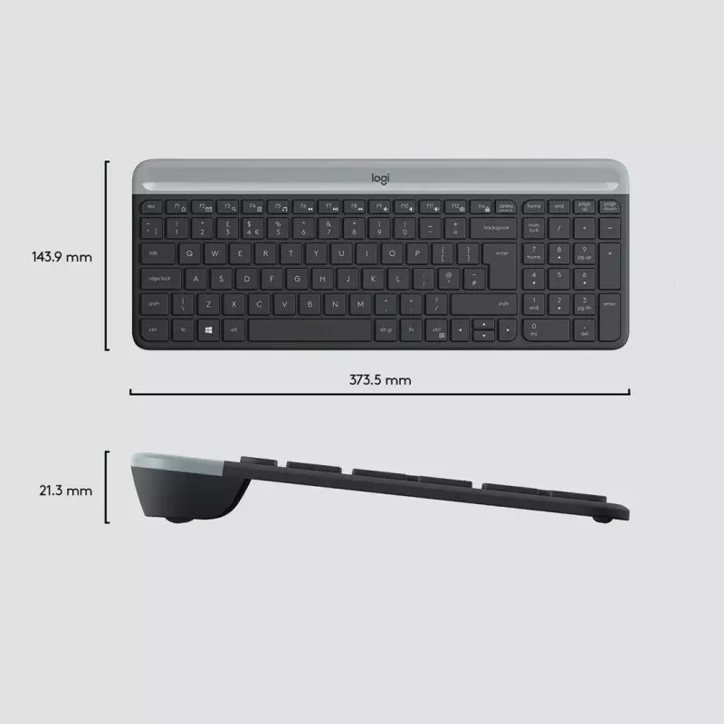 Logitech MK470 belaidė klaviatūra ir pelė, grafito spalvos, QWERTY US, USB