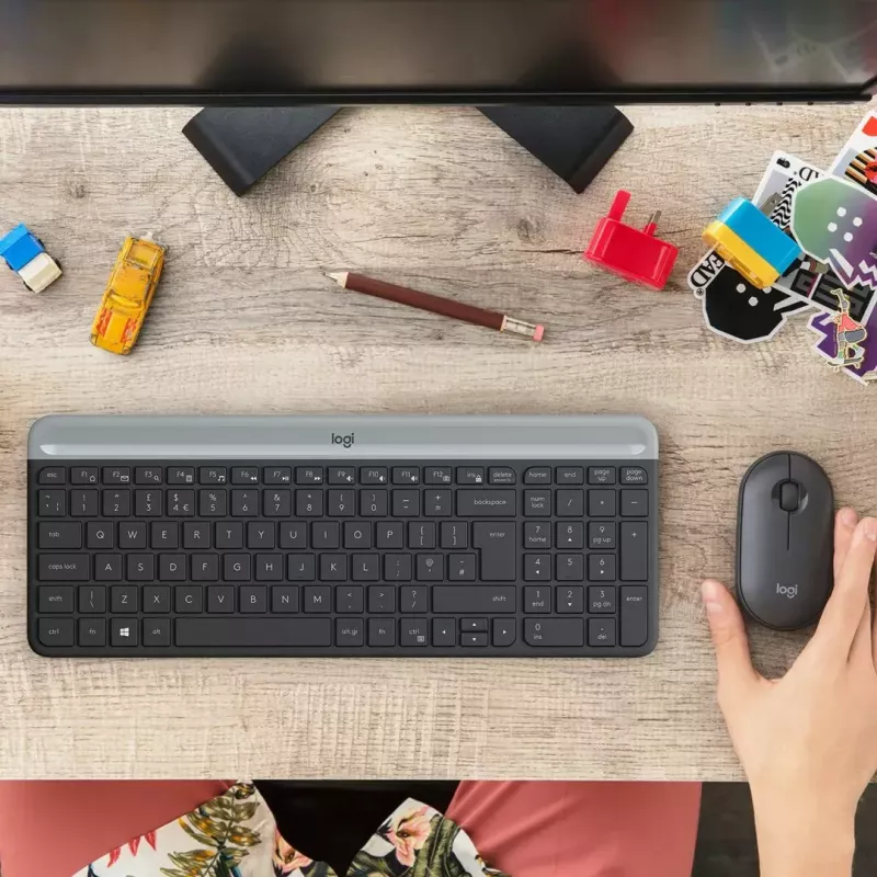 Logitech MK470 belaidė klaviatūra ir pelė, grafito spalvos, QWERTY US, USB