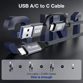 Equip 128432 USB laidas USB 3.2 Gen 2x2 2 m USB A/USB C USB C juodas