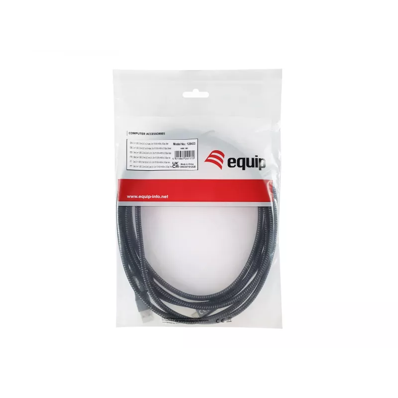 Equip 128433 USB kabelis USB 3.2 Gen 2x2 3 m USB A / USB C USB C juodas