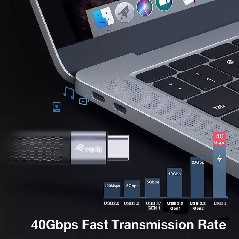 Equip 128410 USB4 Gen 3x2 laidas USB C 0,13 m juodas
