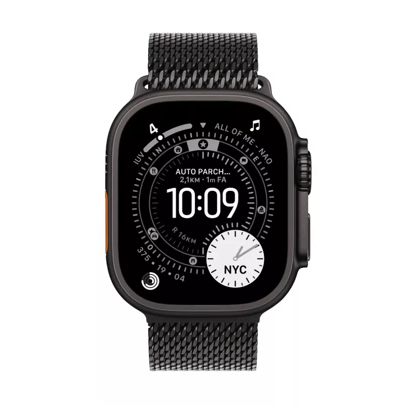 Išmanusis laikrodis Apple Watch Ultra 3 GPS + Cellular 49mm juodas titano korpusas su juodu titano Milano apyranke (vidutinė)