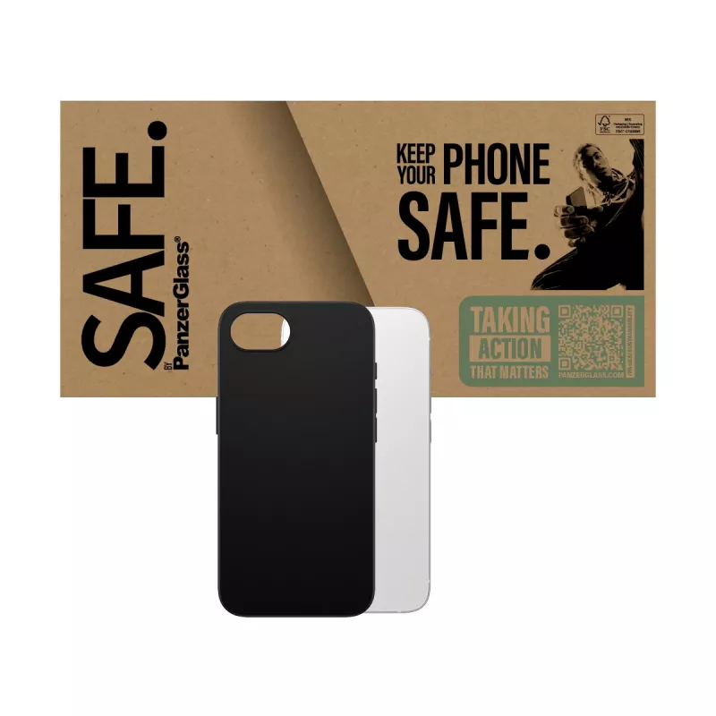PanzerGlass SAFE. by ® TPU dėklas Black, skirtas iPhone 17e | 16e, juodos spalvos