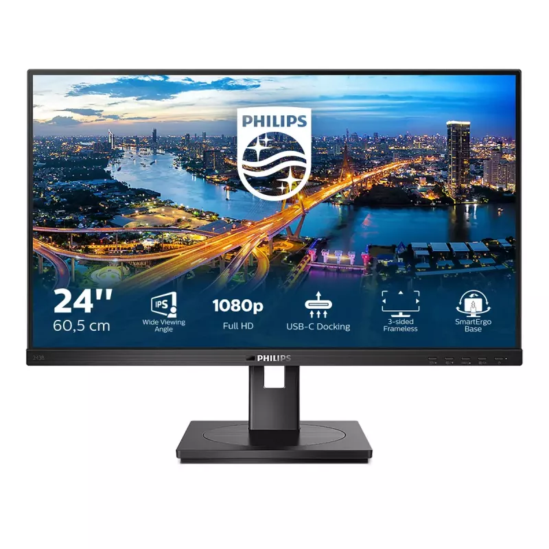 Philips B Line 243B1/00 kompiuterio monitorius 60,5 cm (23,8 colio) 1920 x 1080 pikselių Full HD LED juodas