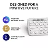 Kompaktiška mini klaviatūra Logitech Pebble Keys 2 K380s – RF belaidė + Bluetooth, QWERTY US International, balta