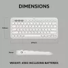 Kompaktiška mini klaviatūra Logitech Pebble Keys 2 K380s – RF belaidė + Bluetooth, QWERTY US International, balta