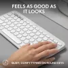 Kompaktiška mini klaviatūra Logitech Pebble Keys 2 K380s – RF belaidė + Bluetooth, QWERTY US International, balta