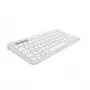 Kompaktiška mini klaviatūra Logitech Pebble Keys 2 K380s – RF belaidė + Bluetooth, QWERTY US International, balta