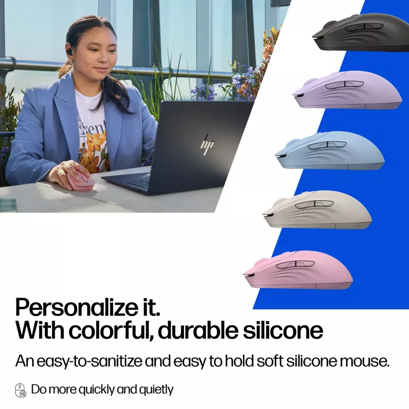 HP 400 Tylioji belaidė pelė, violetinė, ambidekstrinė, RF belaidis + Bluetooth, 6000 DPI