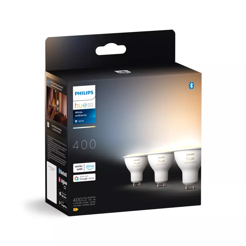 “Philips Hue White ambience GU10” prožektorius – išmanusis – (3 vnt. pakuotė)