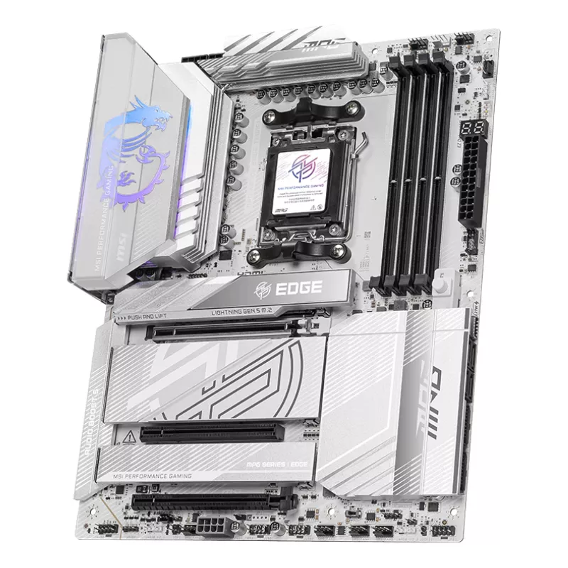 Pagrindinė plokštė MSI MPG X870E EDGE TI WIFI, AMD X870E, lizdas AM5, ATX, DDR5, 4×DIMM, Wi‑Fi 7, 5Gb LAN, 4×M.2