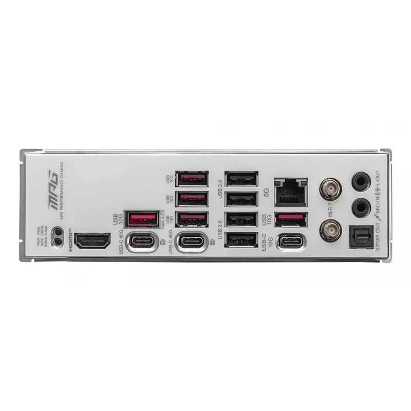 Pagrindinė plokštė MSI MPG X870E EDGE TI WIFI, AMD X870E, lizdas AM5, ATX, DDR5, 4×DIMM, Wi‑Fi 7, 5Gb LAN, 4×M.2