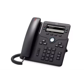 IP telefonas Cisco 6851 – 4 linijų Wi-Fi VoIP telefonas, 3,5 colio 396×162 nespalvotas ekranas, Gigabit Ethernet, PoE, Bluetooth, laidinis ragelis, juodas