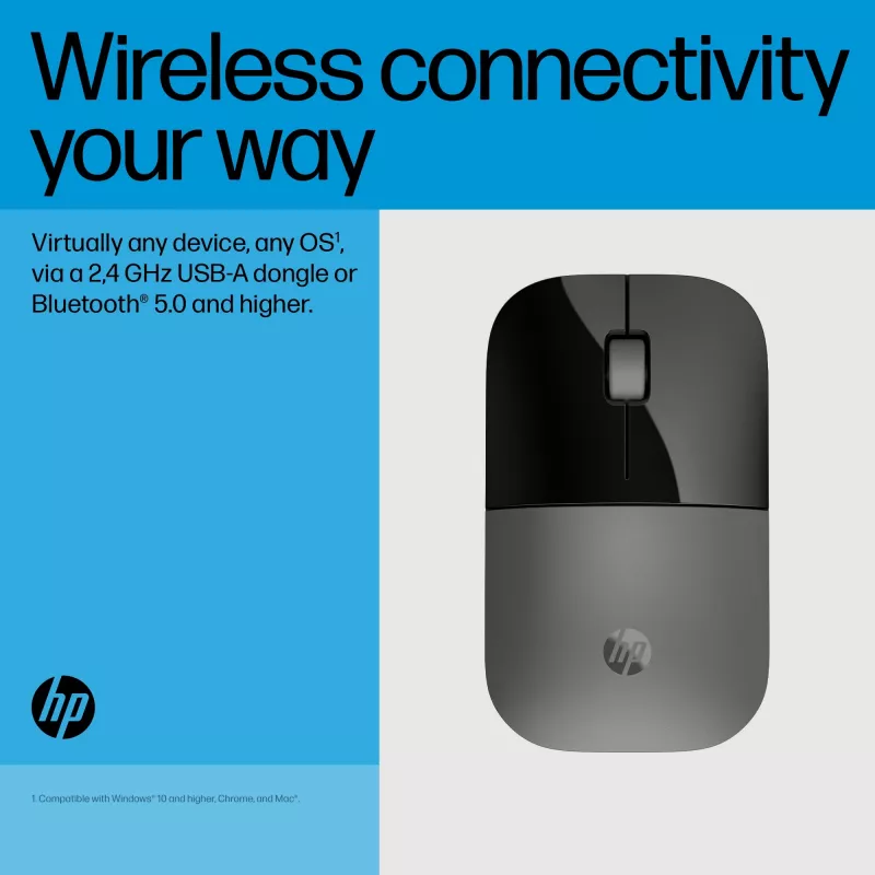 HP Z3700 Dual Silver pelė, ambidekstrinė, RF belaidė + Bluetooth, sidabrinė