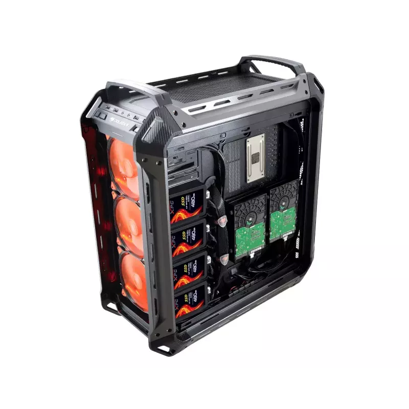 Full Tower COUGAR Gaming Panzer Max-G Juoda 120 140 mm ventiliatoriai