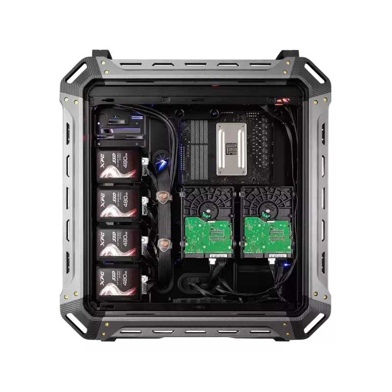 Full Tower COUGAR Gaming Panzer Max-G Juoda 120 140 mm ventiliatoriai