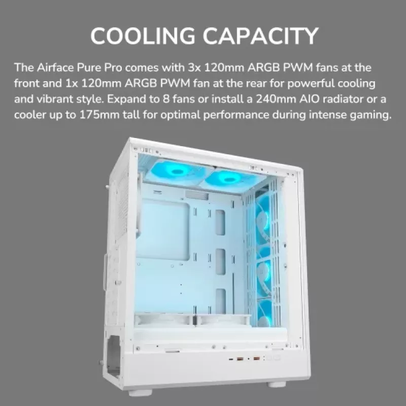 COUGAR Airface Pure PRO vidutinis bokštas (Midi Tower), ARGB, juodas