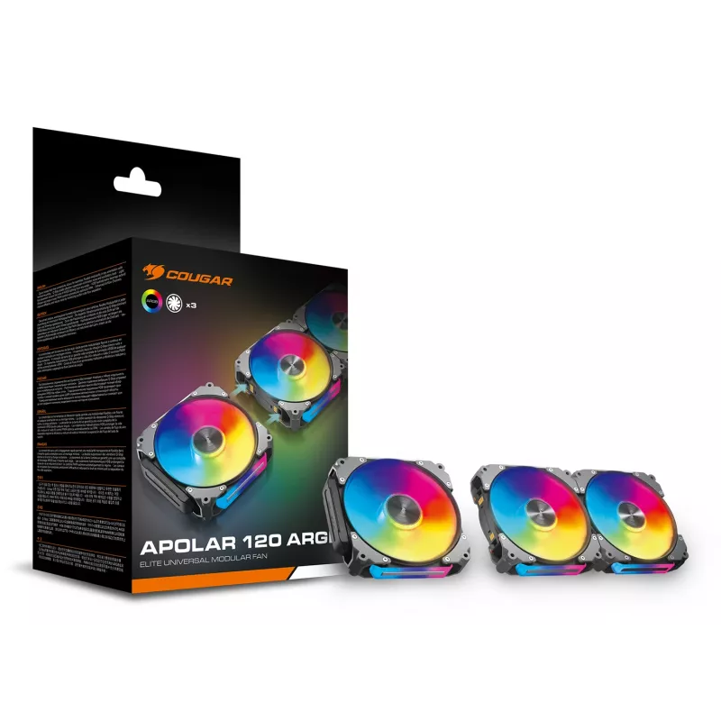 COUGAR Apolar 120 ARGB, juodas (3 vienetų rinkinys) – korpuso ventiliatorius