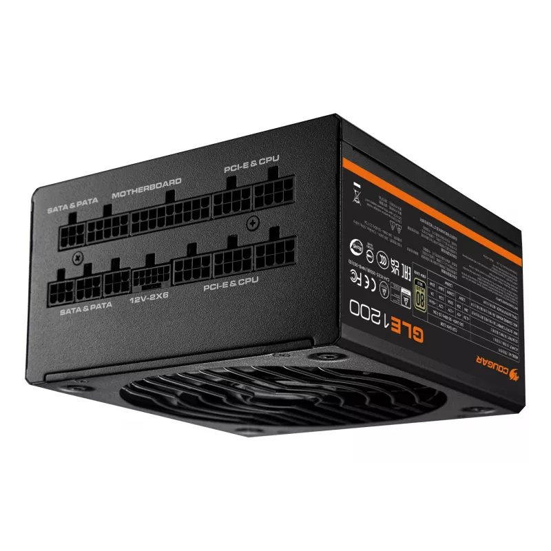 COUGAR GLE 1000W ATX 3.1 maitinimo šaltinis, 80 PLUS Gold, 100–240 V, 50/60 Hz, 20+4 kontaktų ATX, 135 mm ventiliatorius, juodas