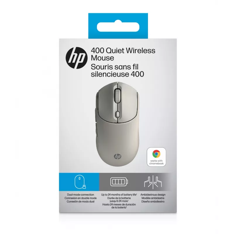 HP 400 Quiet Maple Wireless pelė, ambidekstrinė, RF belaidis + Bluetooth, 6000 DPI, smėlio spalvos