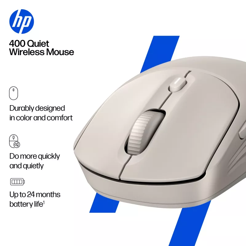 HP 400 Quiet Maple Wireless pelė, ambidekstrinė, RF belaidis + Bluetooth, 6000 DPI, smėlio spalvos