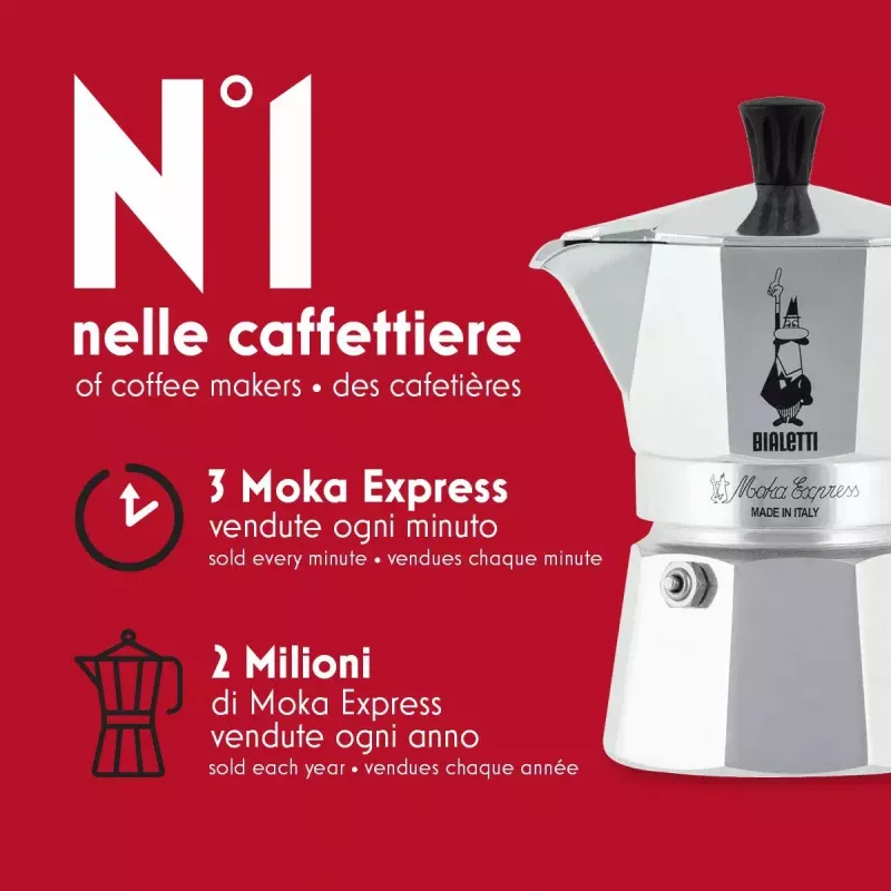 Kavinukas BIALETTI Moka Express aliuminis 2 puodeliams (100 ml) juodas