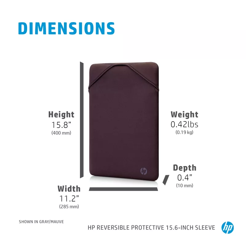 HP Reversible Protective 15.6 colių sidabrinis nešiojamojo kompiuterio dėklas, 190 g