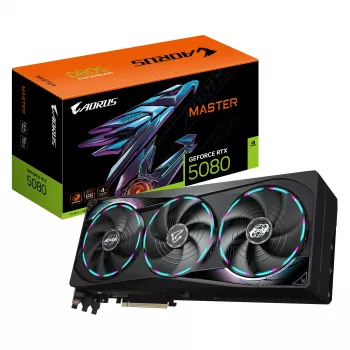 GIGABYTE AORUS GeForce RTX 5080 MASTER 16G vaizdo plokštė – 16 GB GDDR7, 256 bit, PCI-E 5.0, 2805 MHz