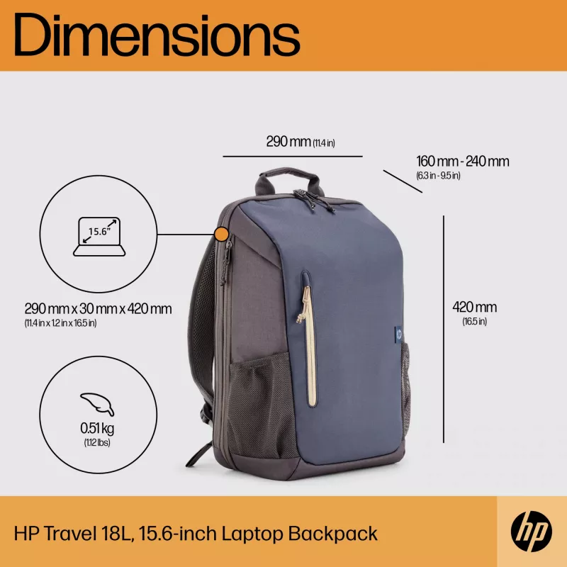 HP Travel 18 Litrų 15.6 col. Pilkai Melsva Kuprinė nešiojamam kompiuteriui